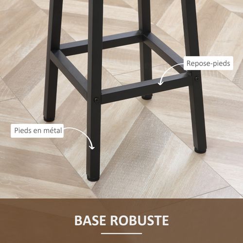 Lot De 2 Tabourets De Bar Steffen Noir Et Bois Vieilli