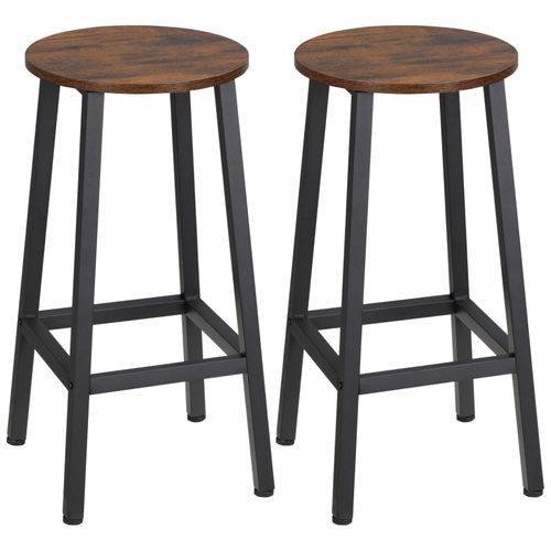 Lot De 2 Tabourets De Bar Steffen Noir Et Bois Vieilli