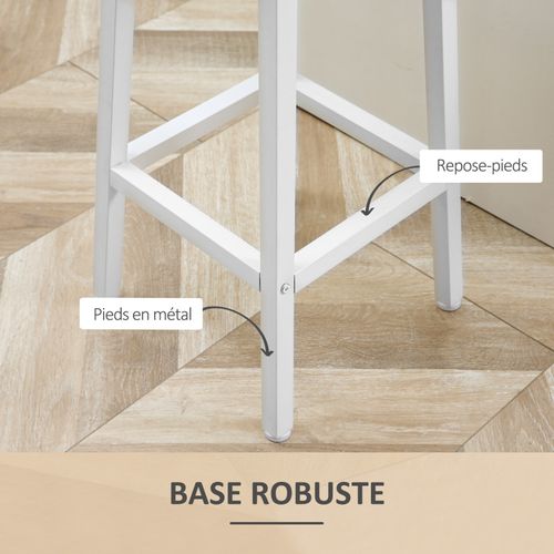 Lot De 2 Tabourets De Bar Safren Blanc Et Bois Naturel