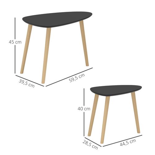 Lot De 2 Tables Basses Gigognes Bidart Noir Et Bois