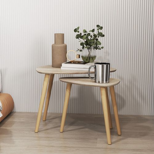 Lot De 2 Tables Basses Gigognes Anglet Bois Naturel