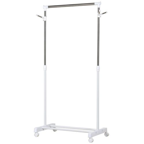 Portant à Vêtements Ajustable Sur Roulettes Wally Blanc Et Argent
