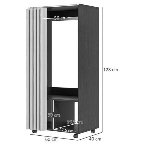 Armoire Penderie Sur Roulettes Widow Noire Et Grise
