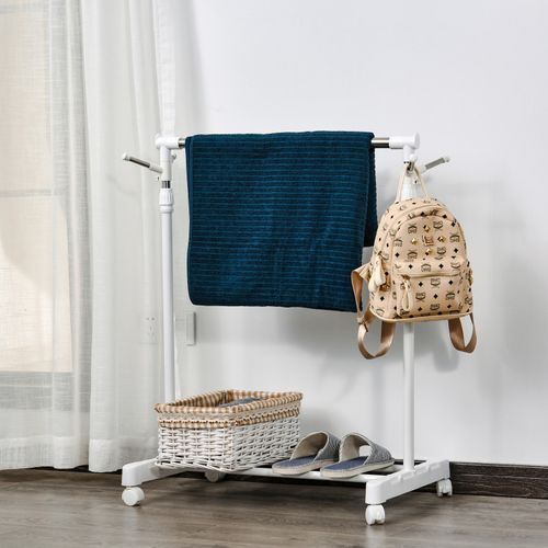 Portant à Vêtements Ajustable Sur Roulettes Natty Blanc Et Argent