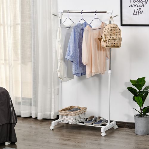 Portant à Vêtements Ajustable Sur Roulettes Natty Blanc Et Argent