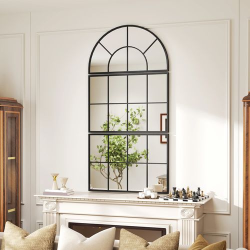 Miroir Mural Style Verrière Maelle Noir