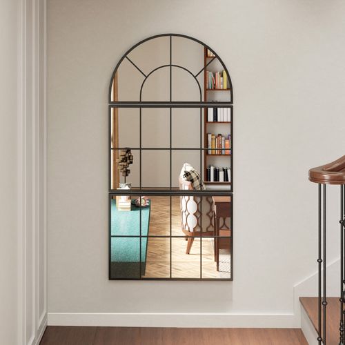 Miroir Mural Style Verrière Maelle Noir