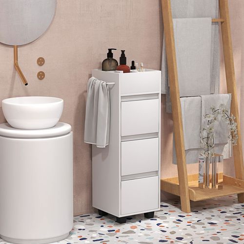 Meuble De Salle De Bain à Roulettes Corina Blanc