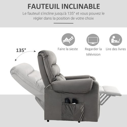Fauteuil Releveur Massant Chauffant Marlan Anthracite