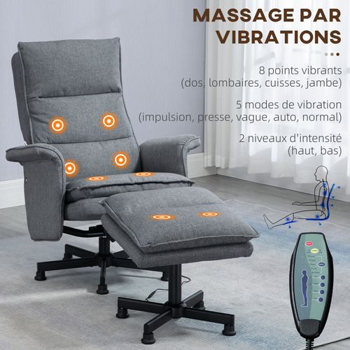 Fauteuil De Massage Avec Repose-pieds Keiran Gris