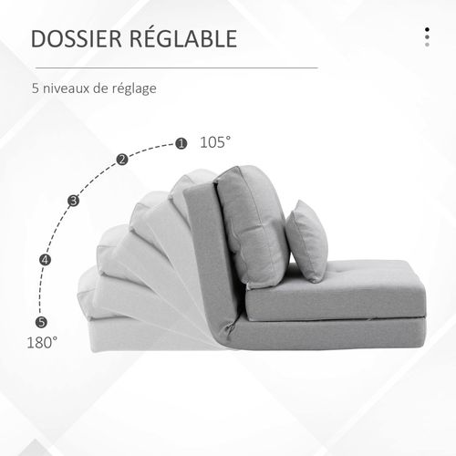 Chauffeuse Dossier Inclinable Avec Coussin Molina Gris