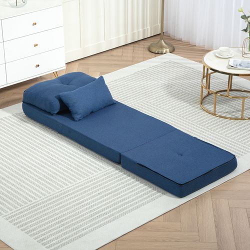 Chauffeuse Dossier Inclinable Avec Coussin Albina Bleu Foncé