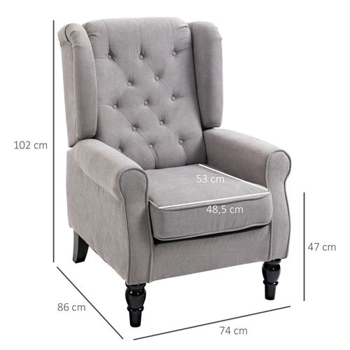 Fauteuil Capitonné Reynald Gris