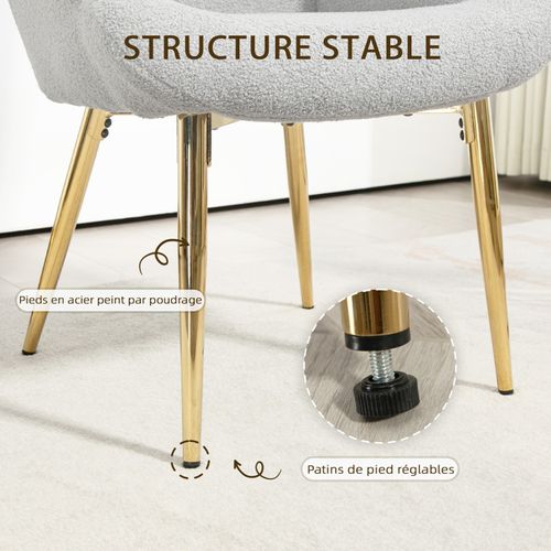 Ensemble Fauteuil Et Repose-pieds Gussy Gris Et Doré 