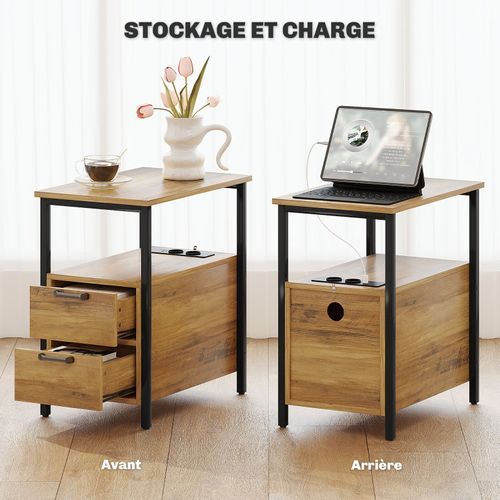 Table Basse Port USB Et Double Prise Stacy Bois