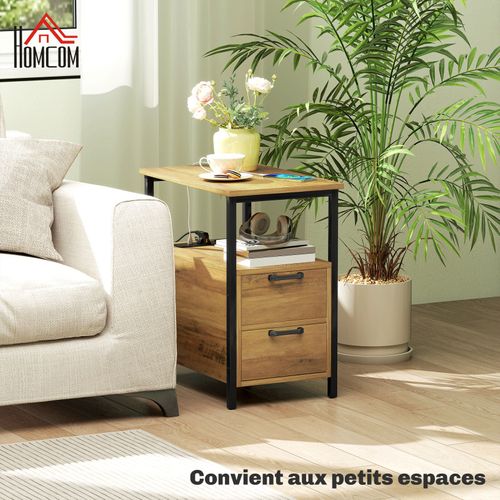 Table Basse Port USB Et Double Prise Stacy Bois