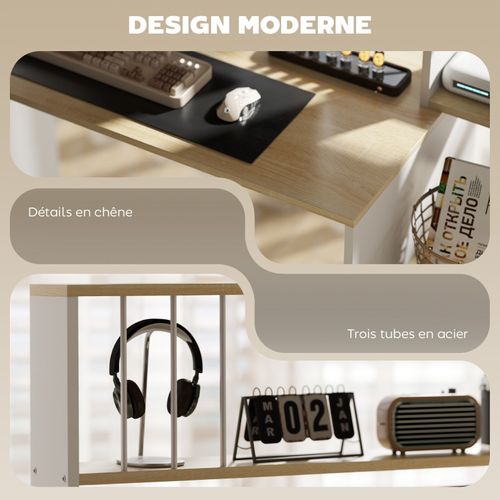 Bureau Multi-rangement Colby Blanc Et Bois