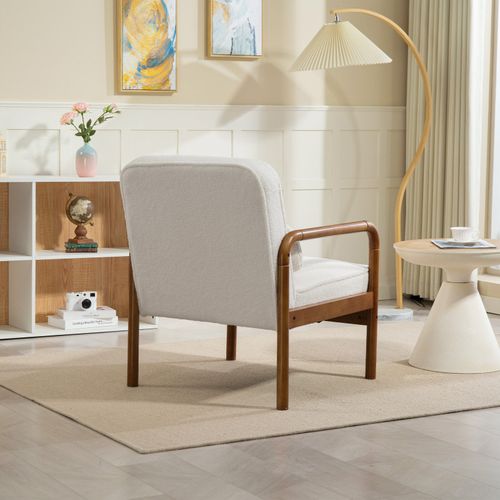Fauteuil Lounge Design Ennio Bois D’hévéa Et Blanc