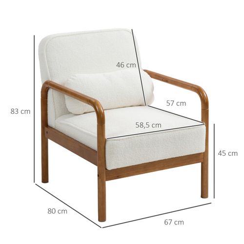 Fauteuil Lounge Design Ennio Bois D’hévéa Et Blanc