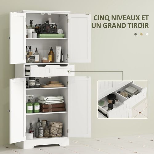 Armoire De Salle De Bains 4 Portes Sofian Blanche