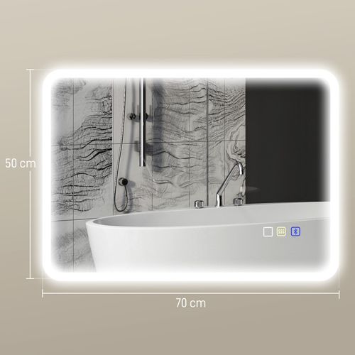 Miroir LED Haut-parleur Bluetooth 50 X 70 Cm Felan Argenté