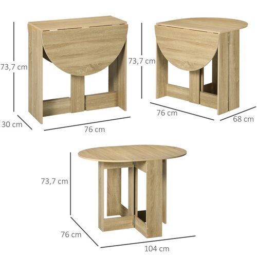 Table Ovale Pliante 2 Abattants Lynch Bois Clair