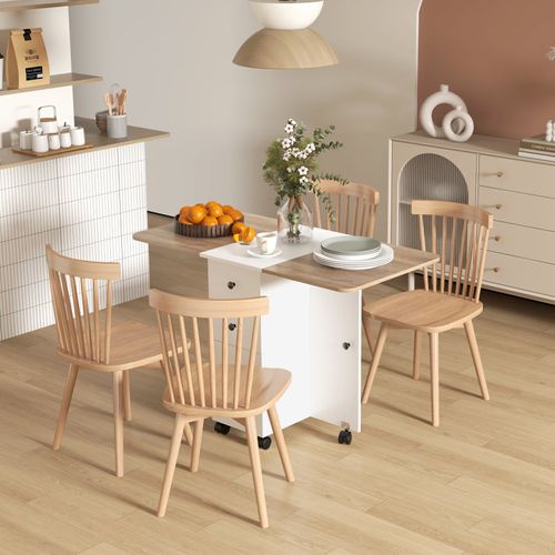 Table Pliante Multi-rangements Biney Blanc Et Aspect Chêne Clair