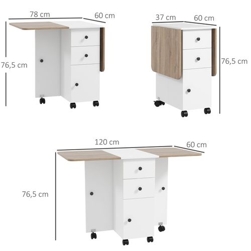 Table Pliante Multi-rangements Biney Blanc Et Aspect Chêne Clair