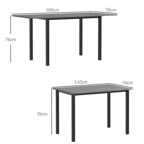 Table à Manger Extensible 6 Personne Zabeth Gris Foncé