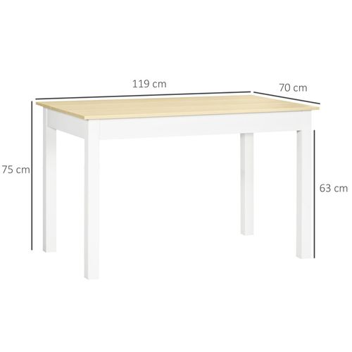 Table à Manger 4-6 Personne Solis Aspect Bois Clair Et Blanc