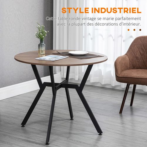 Table Ronde Design Endson Noir Et Aspect Noyer