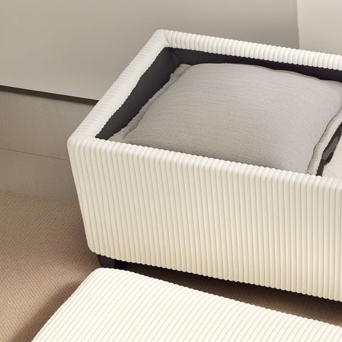 Banc Coffre Velours Côtelé Aster - Beige