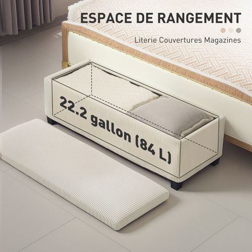 Banc Coffre Velours Côtelé Aster - Beige