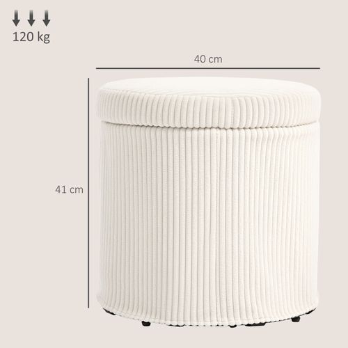 Pouf Rond Coffre De Rangement Flinks Beige Clair