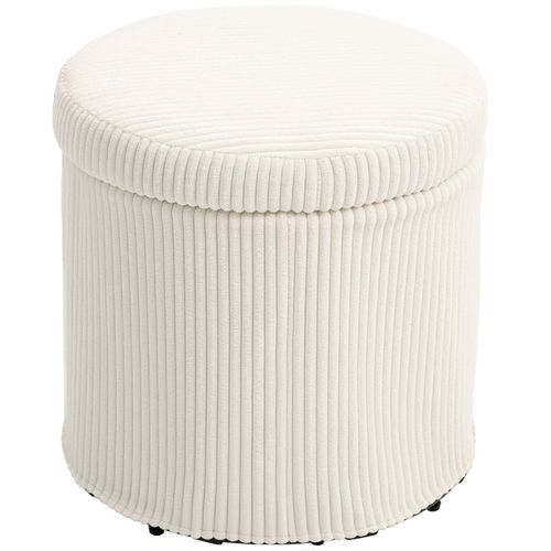 Pouf Rond Coffre De Rangement Flinks Beige Clair
