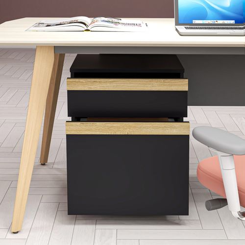 Caisson De Bureau Jokari Aspect Chêne Clair Et Noir