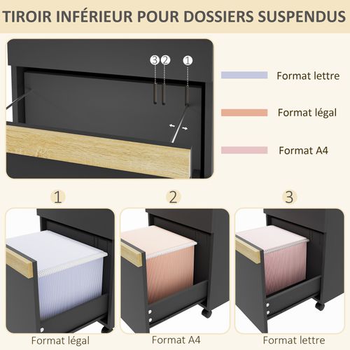 Caisson De Bureau Jokari Aspect Chêne Clair Et Noir