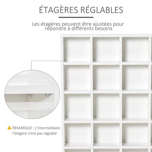 Etagère 24 Compartiments Ajustables Laiger Blanche