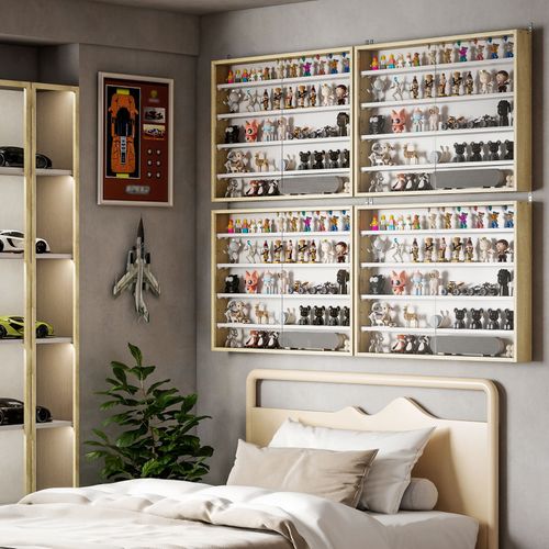 Vitrine Murale 2 Portes Verre Kajine Aspect Bois Clair Et Blanc