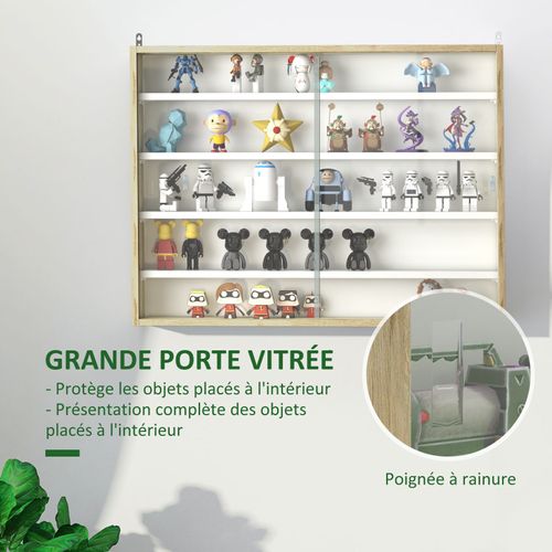 Vitrine Murale 2 Portes Verre Kajine Aspect Bois Clair Et Blanc