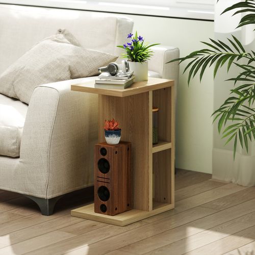 Bout De Canapé Table D’appoint Kenza Aspect Chêne Clair