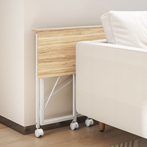 Bureau Pliable Kaelys Aspect Chêne Clair Et Blanc