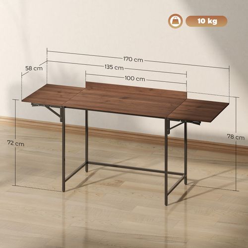 Bureau 2 Rallonges Pliables Velia Aspect Noyer Et Noir