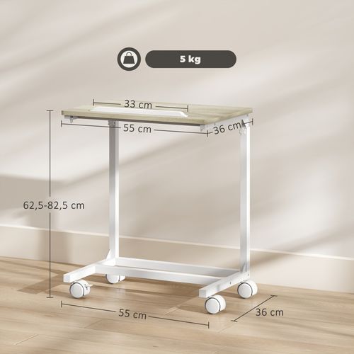 Table De Lit Mobile Réglable Liftwood Aspect Bois Et Blanc