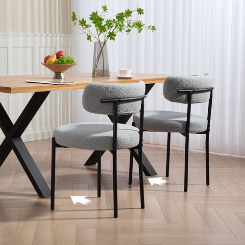 Lot De 2 Chaises De Salon Laine Bouclée Dilford Gris Clair