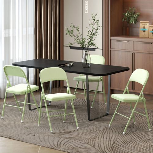 Lot De 4 Chaises Pliantes Logan Velours Vert