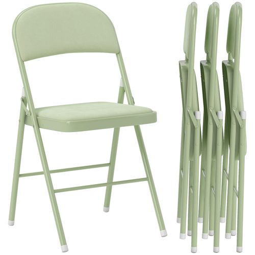 Lot De 4 Chaises Pliantes Logan Velours Vert