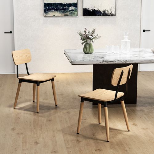 Lot De 2 Chaises De Salon Madison Effet Bois Naturel