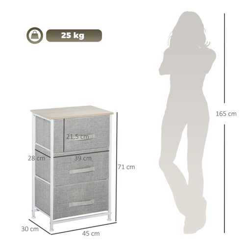 Chiffonnier 3 Tiroirs Mason Blanc Et Gris Clair