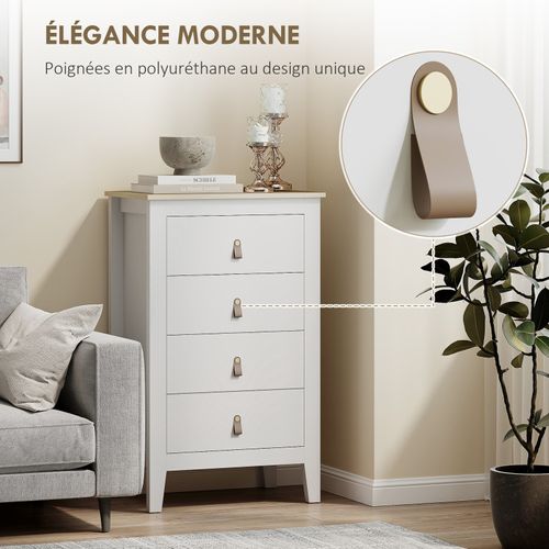 Chiffonnier Sur Pieds Brooklyn Blanc Effet Bois Clair